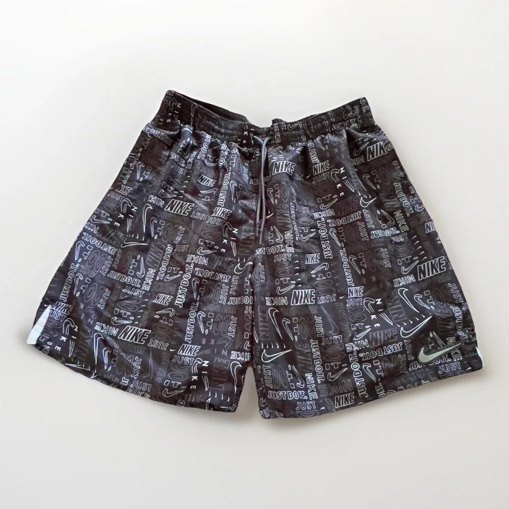 Nike Just Do‎ It All Over Print Black Swim Trunks Shorts Men's Sz XL 5